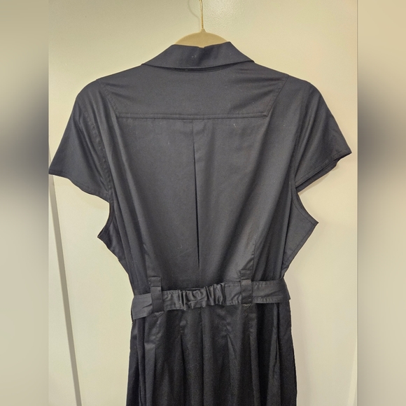 NWT - Alfani Cotton Satin Finish Black Shirt Dress - Size 16W - Picture 10 of 12